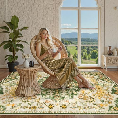 Reine Bohemian Floral Medallion Area Rug