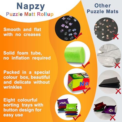 Puzzle Mat Roll Up to 1500 Portable Board Storage for Adults Kids (1500 Count)
