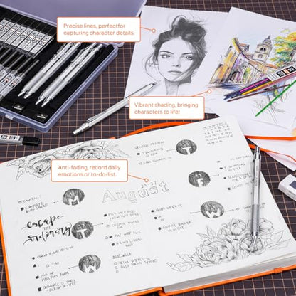 22PCS Metal Mechanical Pencil Set in Case for Drawing Writing