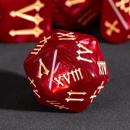7 Die DND Dice Set Polyhedral Dice Set with a Leather Dice Bag (7 Count)