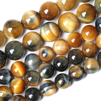 6MM Dream Blue Tiger Eye Stone Beads Natural Gemstone Round Loose Beads for Jewelry Making Bracelet Necklace 120pcs 2 Strands 32"