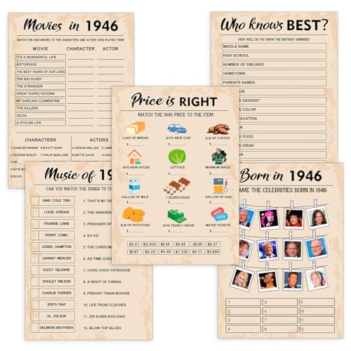 80th Birthday Party Games (5 Count)