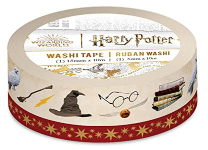 Harry Potter Icons Set of 2 Foil Accent Washi Tape Rolls for Scrapbooking and Crafts