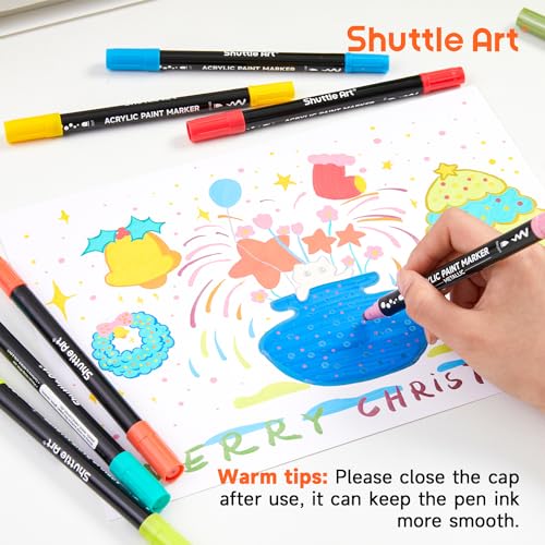 28 Colors Brush & Dot Tip Acrylic Paint Markers (28 Count)