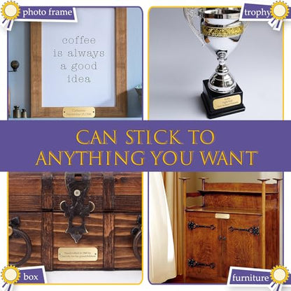 24 Pcs Engraved Name Plate 1" x 3" Personalized Name Plates Trophy Plates Solid Metal Blank with Adhesive Backing and Screws for Trophy Picture Frame Memorial Sign (24 Count)