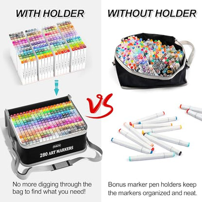 280 Colors Dual Tip Alcohol Based Art Markers (280 Count)