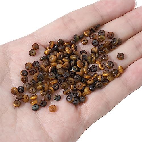 Natural Yellow Tiger Eye Disk Stone Beads 4x2mm 160pcs Rondelle Loose Semi Gemstone Beads for Jewelry Making Design (160 Count)
