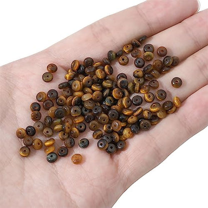 Natural Yellow Tiger Eye Disk Stone Beads 4x2mm 160pcs Rondelle Loose Semi Gemstone Beads for Jewelry Making Design (160 Count)
