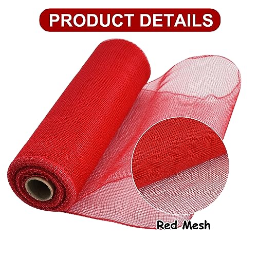 2 Rolls 10 Inch Red Decorative Mesh Ribbbon Rolls (60 Foot)