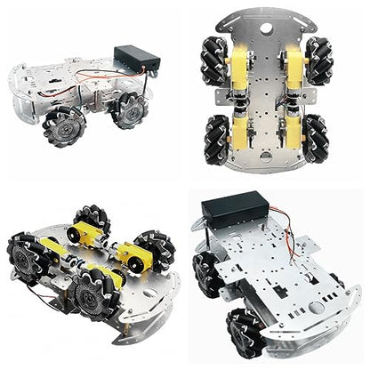 DIY Mecanum Wheel Car Kit with Metal Chassis and TT Motor Smart Robot 4WD Omnidirectional Car Programming Kit with Speed Encoder for Arduino