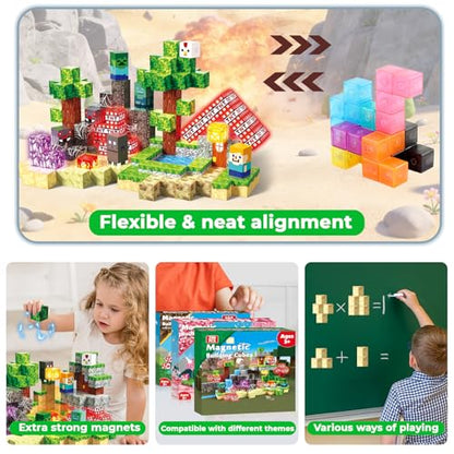 200 PCS Magnetic Blocks with Light Up Blocks
