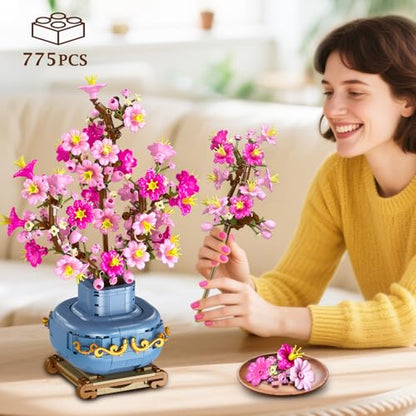 Flower Cherry Blossom Building Set 2 in 1 Bonsai Tree for 8 (775 Count)
