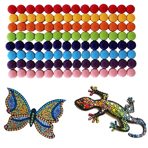 12mm Round Mosaic Tiles for Crafts (130 Count)