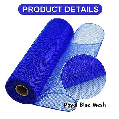 2 Rolls 10 Inch Royal Blue Decorative Mesh Ribbbon Rolls (60 Foot)