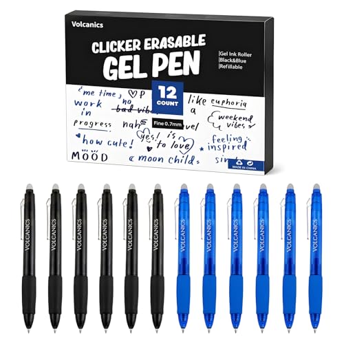 Retractable Clicker Erasable Gel Pens (12 Count)