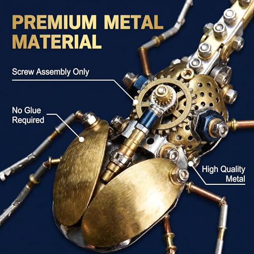 Steampunk Mechanical Rhinoceros Beetle Insect 3D Metal Puzzle Model Kits 160+ Parts 2 (100 Count)