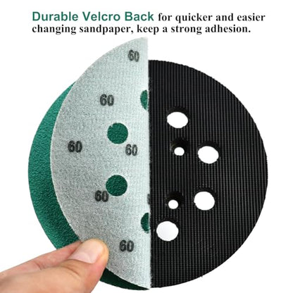 5-Inch 8-Hole Wet Dry Sanding Discs 60 Grit Sandpaper, 50-Pack (50 Count)