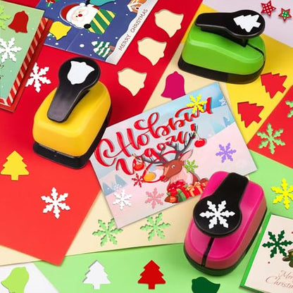 Paper Punch Set 1 inch Hole Punch Shape 3 Pcs Christmas Punches for Crafts (3 Count)