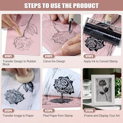 5 PCS 4"x6" Soft Linoleum Blocks for Printmaking & Stamp Making