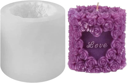 3D Rose Silicone Candle Molds Soap Molds Lovely Wedding Candle Molds Fondant Cake Moulds for Birthday Valentine's Day Wedding