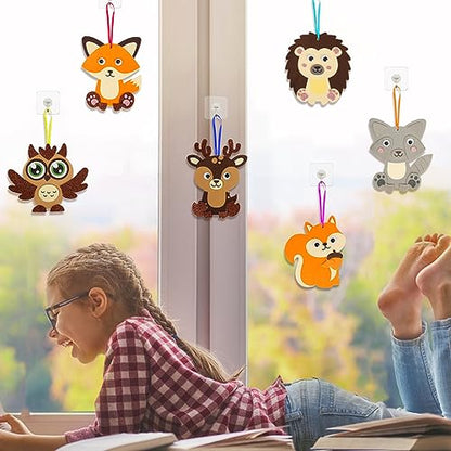 12 Pack Fall Craft Kit for Kids Make You Own Fall Animal Foam Stickers Fall Arts and Crafts DIY for Kids Boys Girls Party Supplies Thanksgiving Autumn Decoration (12 Count)