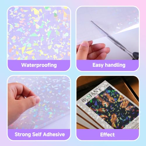 36 Sheets Holographic Laminate Sheets Clear Holographic Sticker Paper (36 Count)