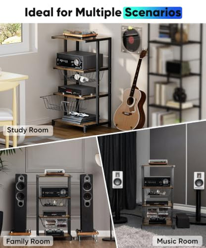 Media Stand with Two Detachable Baskets (4 Count)