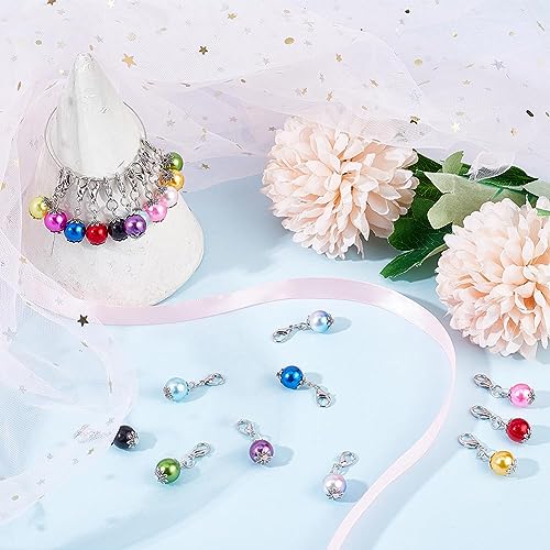 1 Box 24Pcs Crochet Stitch Markers Knitting Markers Pearl Knitting Markers Charms Metal Pearl Leverback Knitting Charms for Knitting Weaving Sewing Needleworks Women Adults DIY Crafts (24 Count)