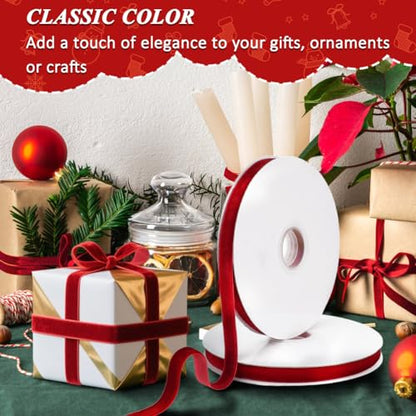 20yd 0.39" Red Velvet Ribbon Single Faced for Crafts (2 Count)
