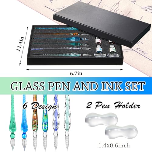 14 Pcs Glass Dip Pen Ink Set for Art Supplies (6 Count)