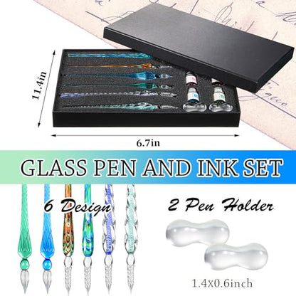 14 Pcs Glass Dip Pen Ink Set for Art Supplies (6 Count)