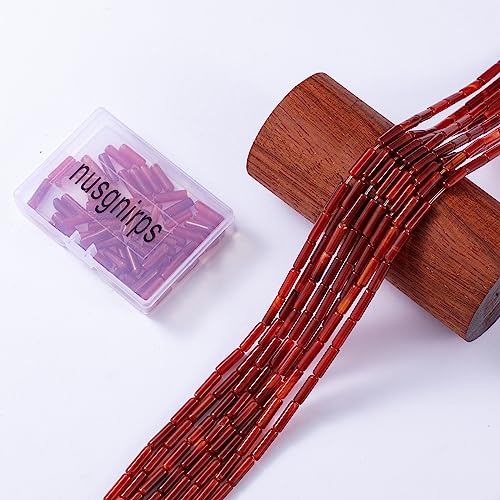 Natural Red Agate Cylinder Tube Beads 4x13mm 38cm (28 Count)