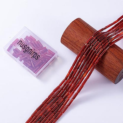 Natural Red Agate Cylinder Tube Beads 4x13mm 38cm (28 Count)