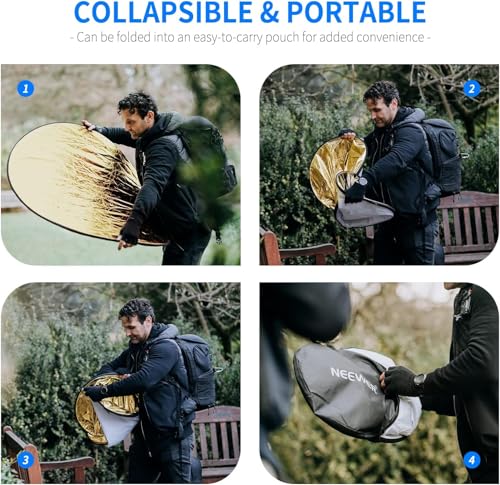 43 Inch 110 Centimeter Light Reflector Diffuser 5 in 1 Collapsible Multi Disc with Bag