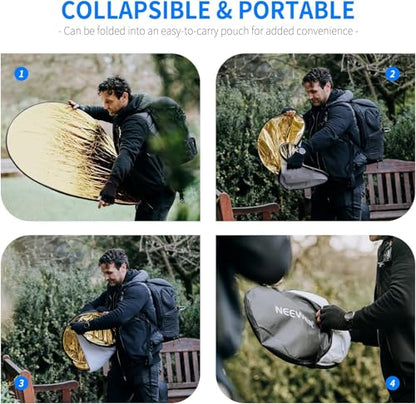 43 Inch 110 Centimeter Light Reflector Diffuser 5 in 1 Collapsible Multi Disc with Bag