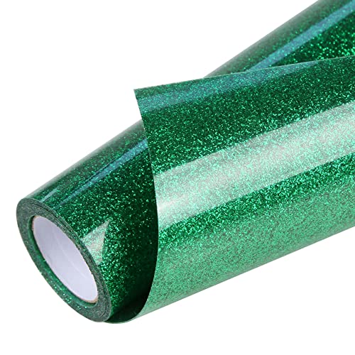 Green Glitter HTV Heat Transfer Vinyl Roll 12 inch x 5 ft Iron on Vinyl for T Shirts Crafts Christmas St. Patrick's Day Decor