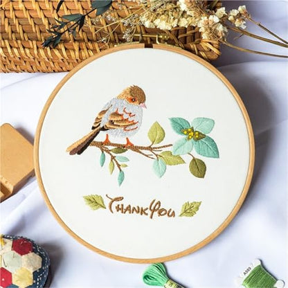 Embroidery Starter Kit Stamped with Pattern Feather Dream with Base and Hoops Cloth Color Threads DIY Cross Stitch Needlework Home Decor Crafts for Adults