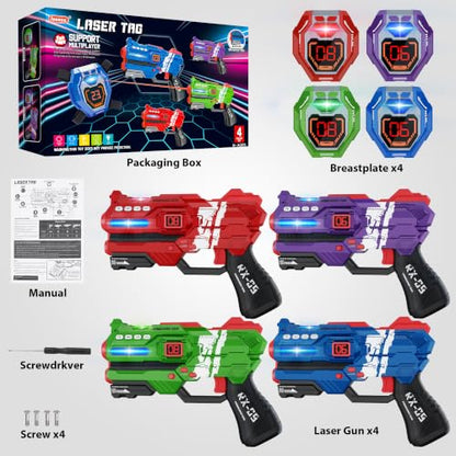 Laser Tag Guns Set of 4 Laser Tag Guns with Digital LED Score Display Vests (4 Count)