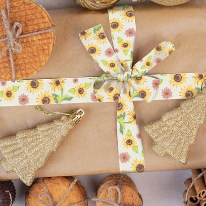 2 Rolls Spring Flowers Craft Ribbons for Wreath Bows