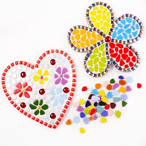 454g (1 LB) Mini Ceramic Pebbles Mosaic Tiles for DIY Crafts Art, Random Color Irregula Glazed Porcelain Ceramic Tiles for DIY Mosaic Art Craft Projects and Decorations (OP900)