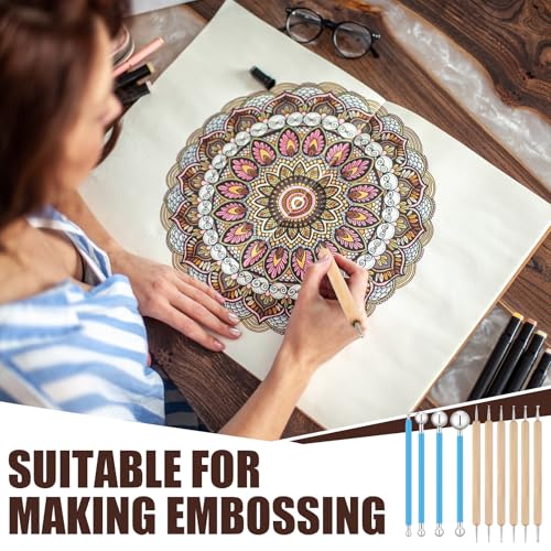 6 Sets Dot Painting Tools 60 Pcs Clay Pottery Modeling Metal Embossing Tools Ceramic Clay Dotting Supplies for Painting Mandalas Pottery Art Rock