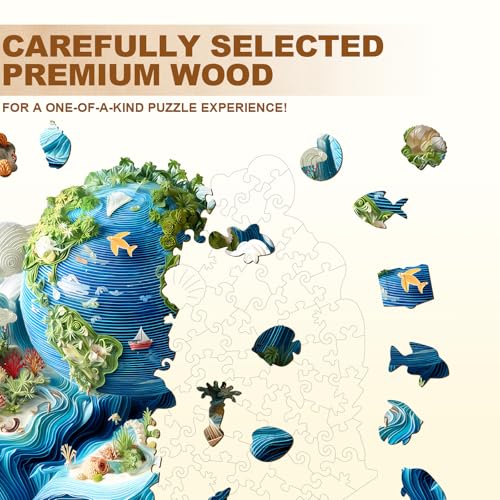 Ocean and Earth Puzzles Adults Gifts Wooden 155 Pieces 11.4 * 10.3in