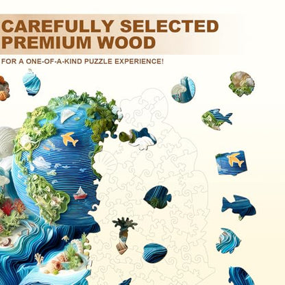 Ocean and Earth Puzzles Adults Gifts Wooden 215 Pieces 13.4 * 12.1in