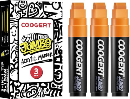 3Pcs Orange Jumbo Poster Markers