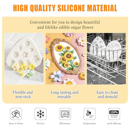 3Pcs Flower Fondant Cake Mold Daisy