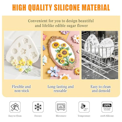 3Pcs Flower Fondant Cake Mold Daisy