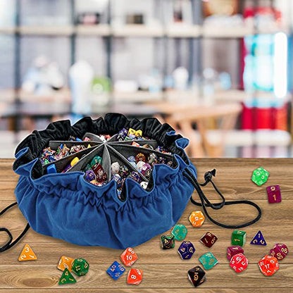 Large Dice Bag with Pockets Big Capacity Dice Bag Drawstring Pouch