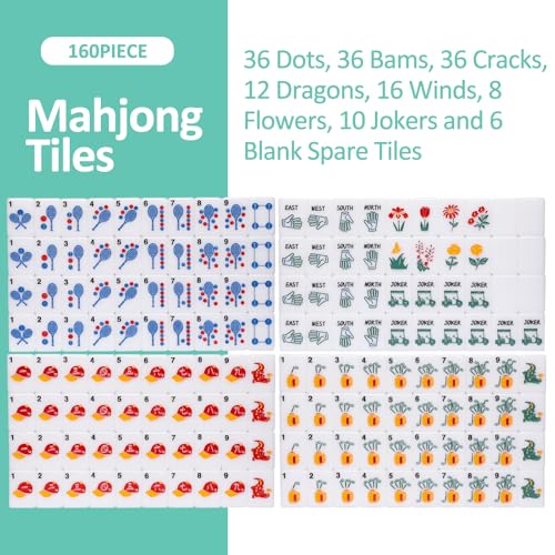 American Mahjong Tile Set with Clear Acrylic Box and Accessories