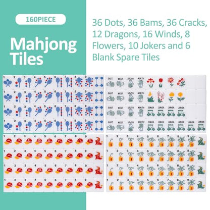 American Mahjong Tile Set with Clear Acrylic Box and Accessories
