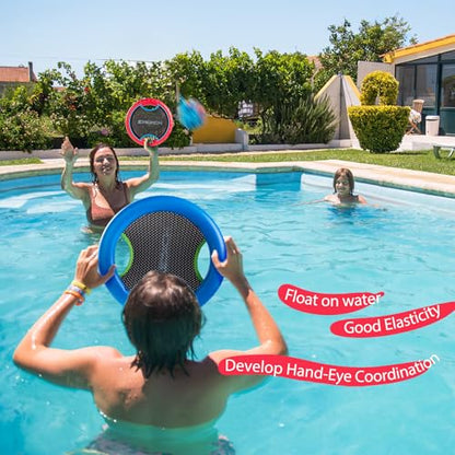 Bouncy Paddle Ball Game for Kids with 2 EVA Foam Trampoline Paddles and 4 Balls